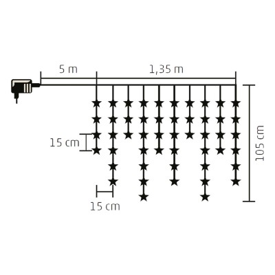 Perdea de lumini cu LED-uri, stele - KAF 50L